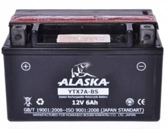 Мото аккумулятор ALASKA YTX7A-BS
