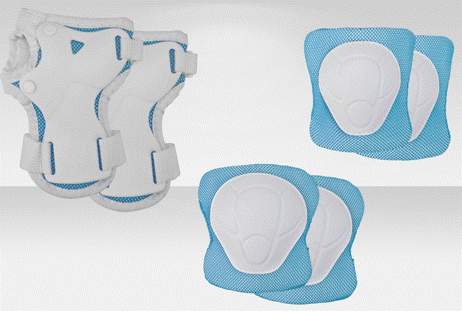 Защита BHC-1-c локтей, коленей, ладоней, пластик, бело-синий, комплект