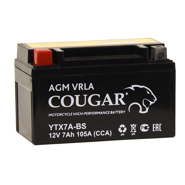 Мото-аккумулятор Cougar AGM VRLA YTX7А-BS