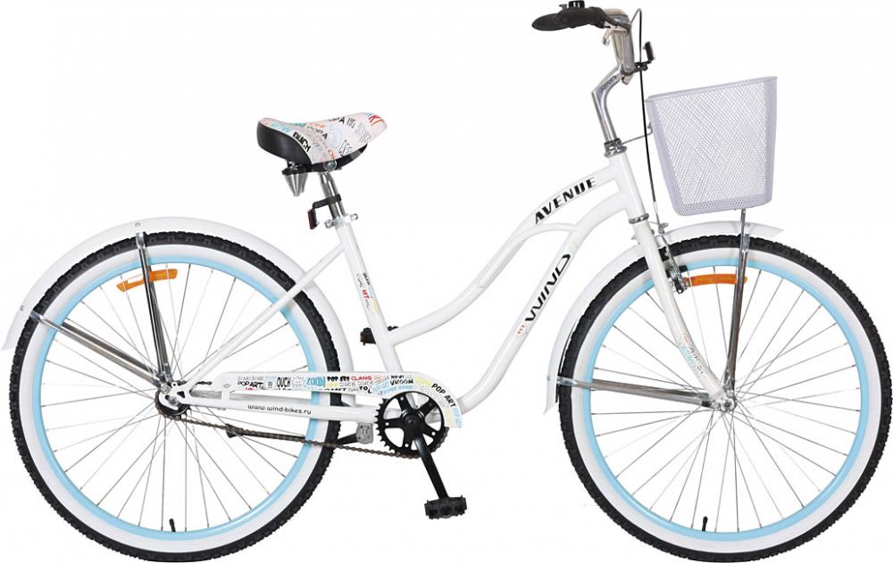 Велосипед  Wind Avenu Lady 26” 7-скор. белый с корзиной