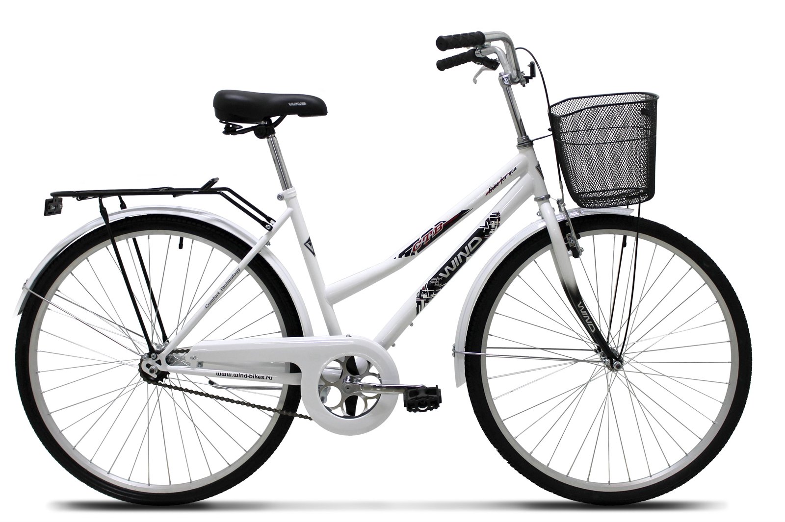 Велосипед Wind CTB Lady 28” 6-скор. 20” белый с корзиной