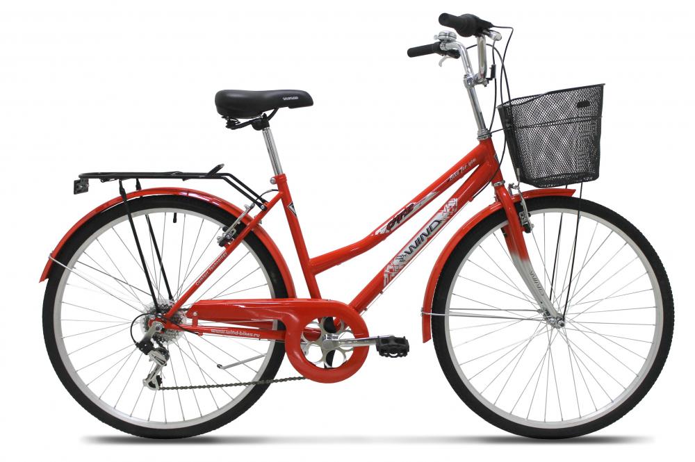 Велосипед Wind CTB Lady 28” 6-скор. 20” красный с корзиной