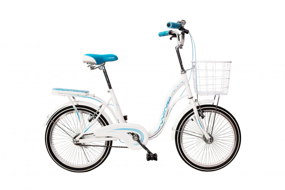 Велосипед для девочек WIND FROZEN 20”, белый с корзиной