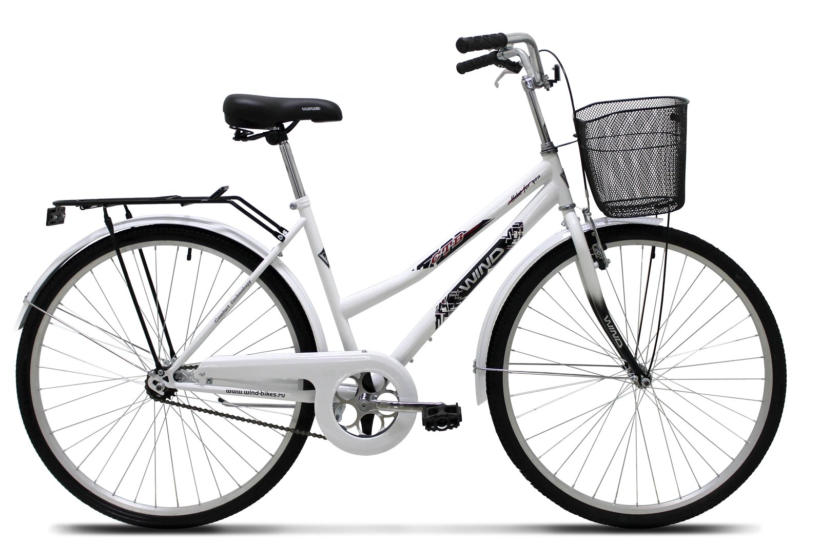 Женский велосипед Wind CTB LADY 28” 1-скор. 17” белый с корзиной Женский велосипед Wind CTB LADY 28” 1-скор. 17” белый с корзиной