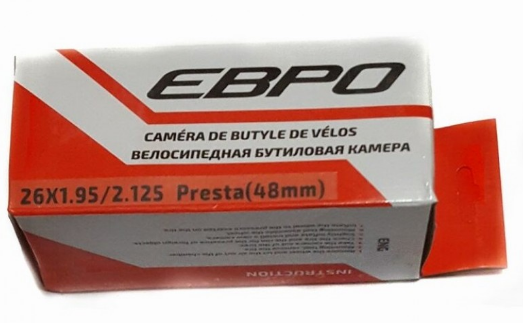 Велосипедная камера 26X1.95/2.125 ниппель Presta 48 мм Евро Велосипедная камера 26X1.95/2.125 ниппель Presta 48 мм Евро