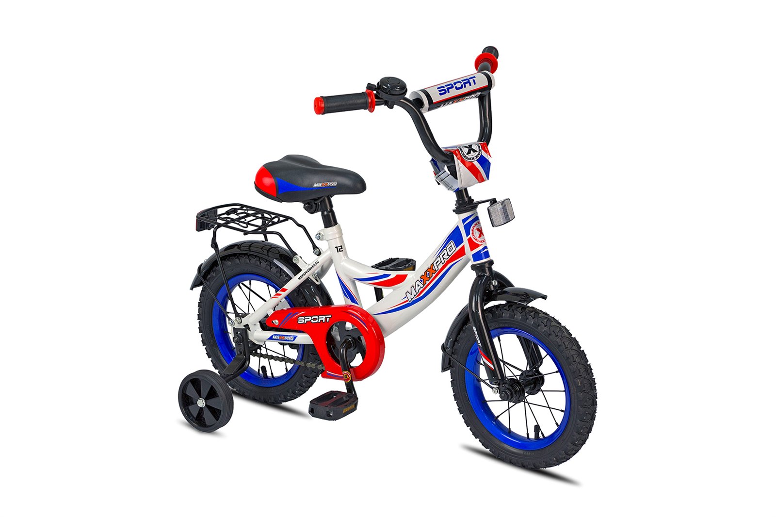 Двухколесный велосипед для детей MAXXPRO SPORT 12 бело-сине-красный