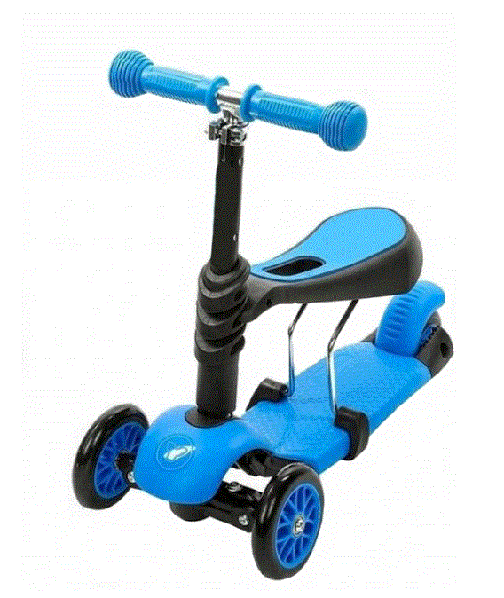 Самокат-беговел MG023, светящиеся колёса, голубой